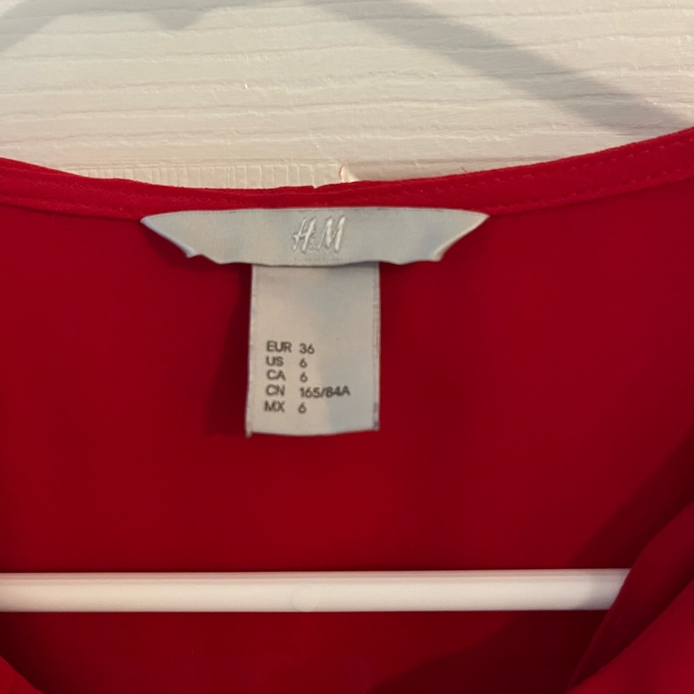 H&M Red Ruffle Blouse - Picture 2 of 5